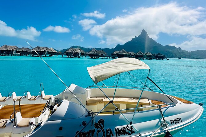 Crazy sea horse Bora Bora Comfortable boat, snorkeling and lunch - What the jet boat adds to the lagoon