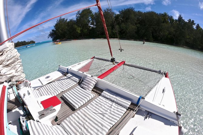 PRIVATE Full Day Tour : Moorea Snorkeling & Sailing on a Catamaran named Taboo - Setting out on Taboo at 7:25 am