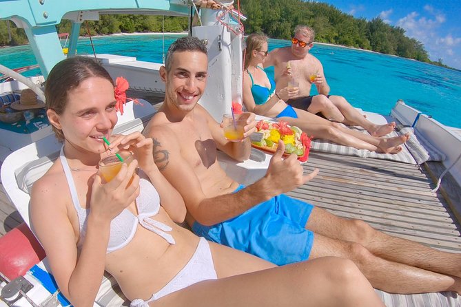 PRIVATE Full Day Tour : Moorea Snorkeling & Sailing on a Catamaran named Taboo - Underwater tikis add a cultural detail