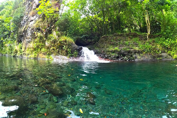 Tahiti excursion adventure circuit MTB MTB E-Bike private valley - The first swimming stop and black-sand beach