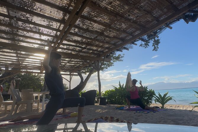Yoga at sunrise at Sofitel Moorea, overlooking Tahiti - The lagoon soundtrack is part of the class